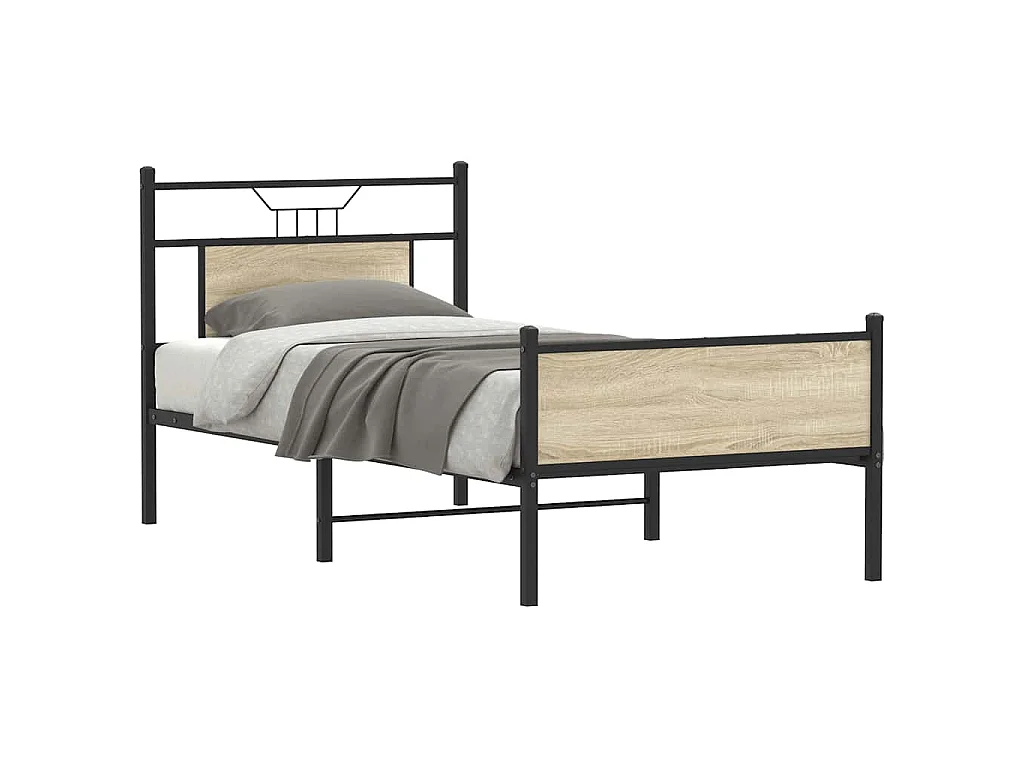 Cadre de lit sans matelas chêne sonoma 75x190 cm