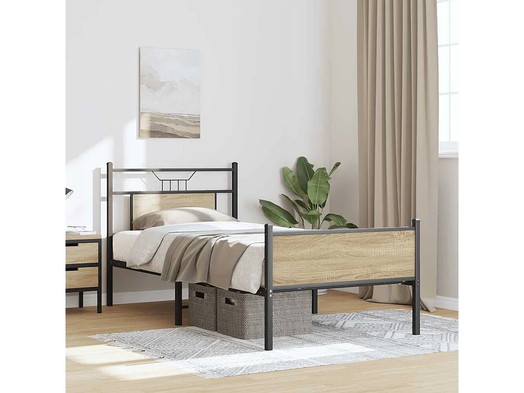 Cadre de lit sans matelas chêne sonoma 75x190 cm