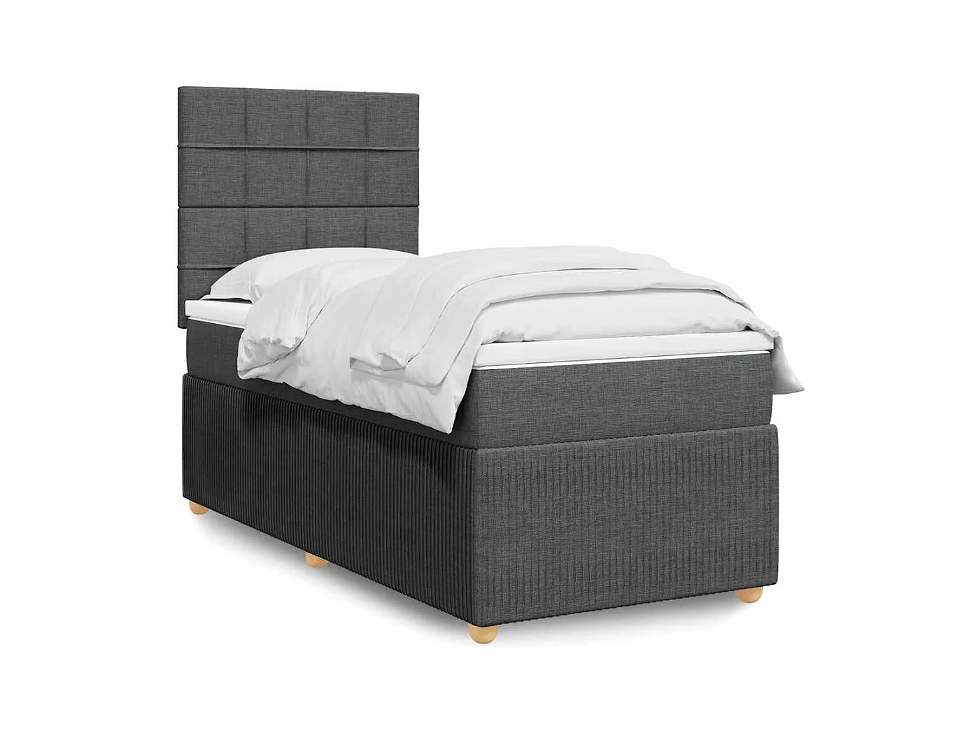 Boxspringbett mit Matratze Dunkelgrau 80x200 cm Stoff