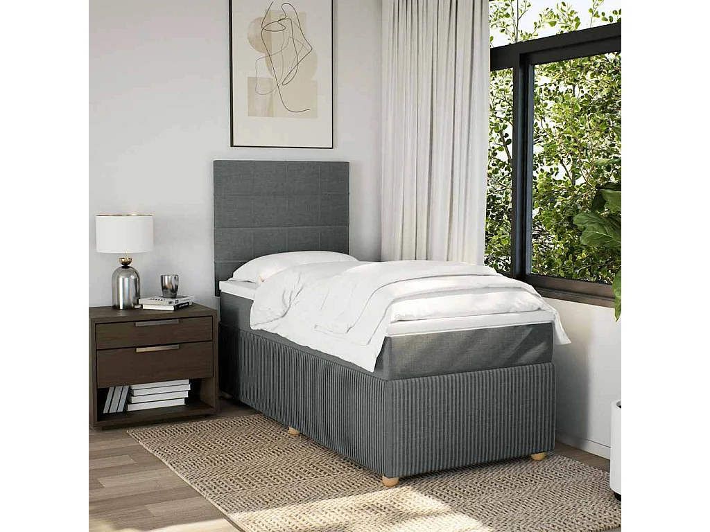 Cama com molas/colchão 80x200 cm tecido cinzento-escuro