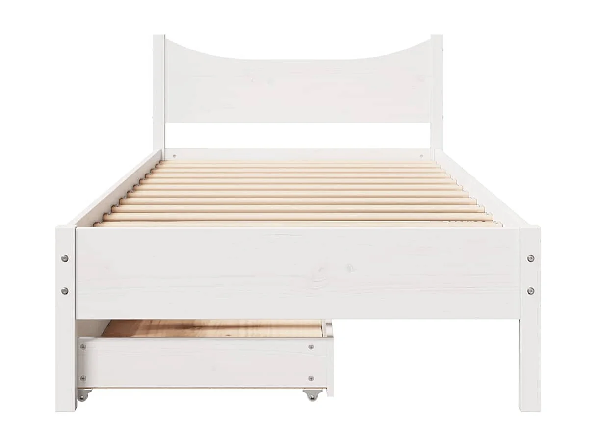 Cadre de lit avec tiroirs blanc 75x190 cm bois de pin massif
