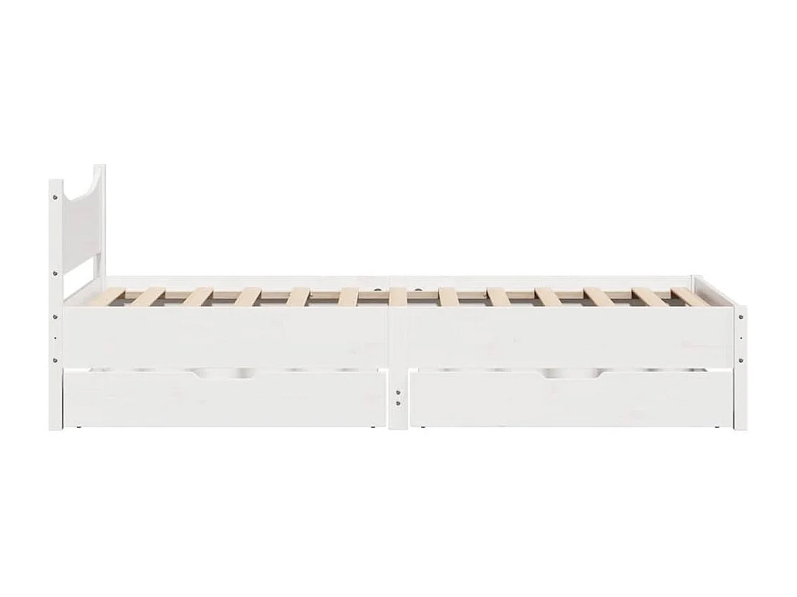 Cadre de lit avec tiroirs blanc 75x190 cm bois de pin massif