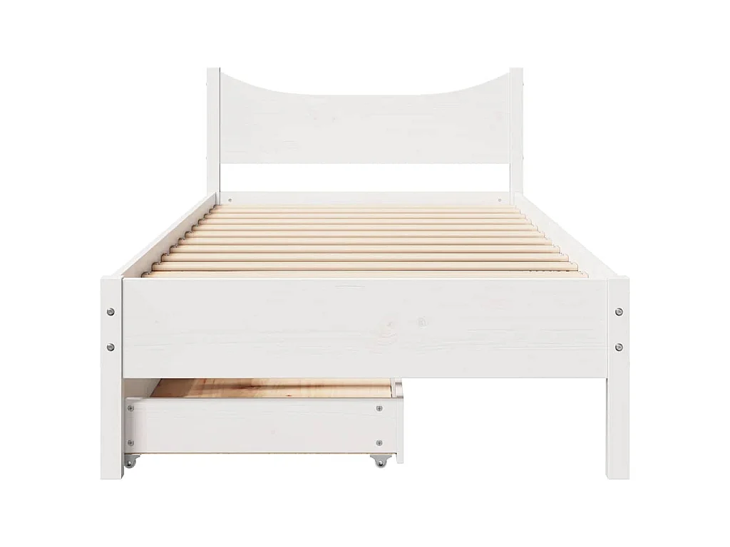 Bedframe met lades massief grenenhout wit 75x190 cm
