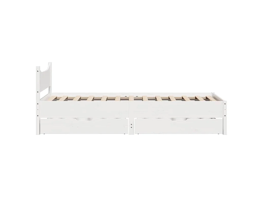 Bedframe met lades massief grenenhout wit 75x190 cm