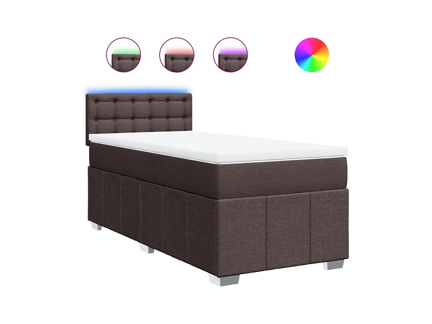 Giroletto a Molle con Materasso Marrone Scuro 80x200 cm Tessuto