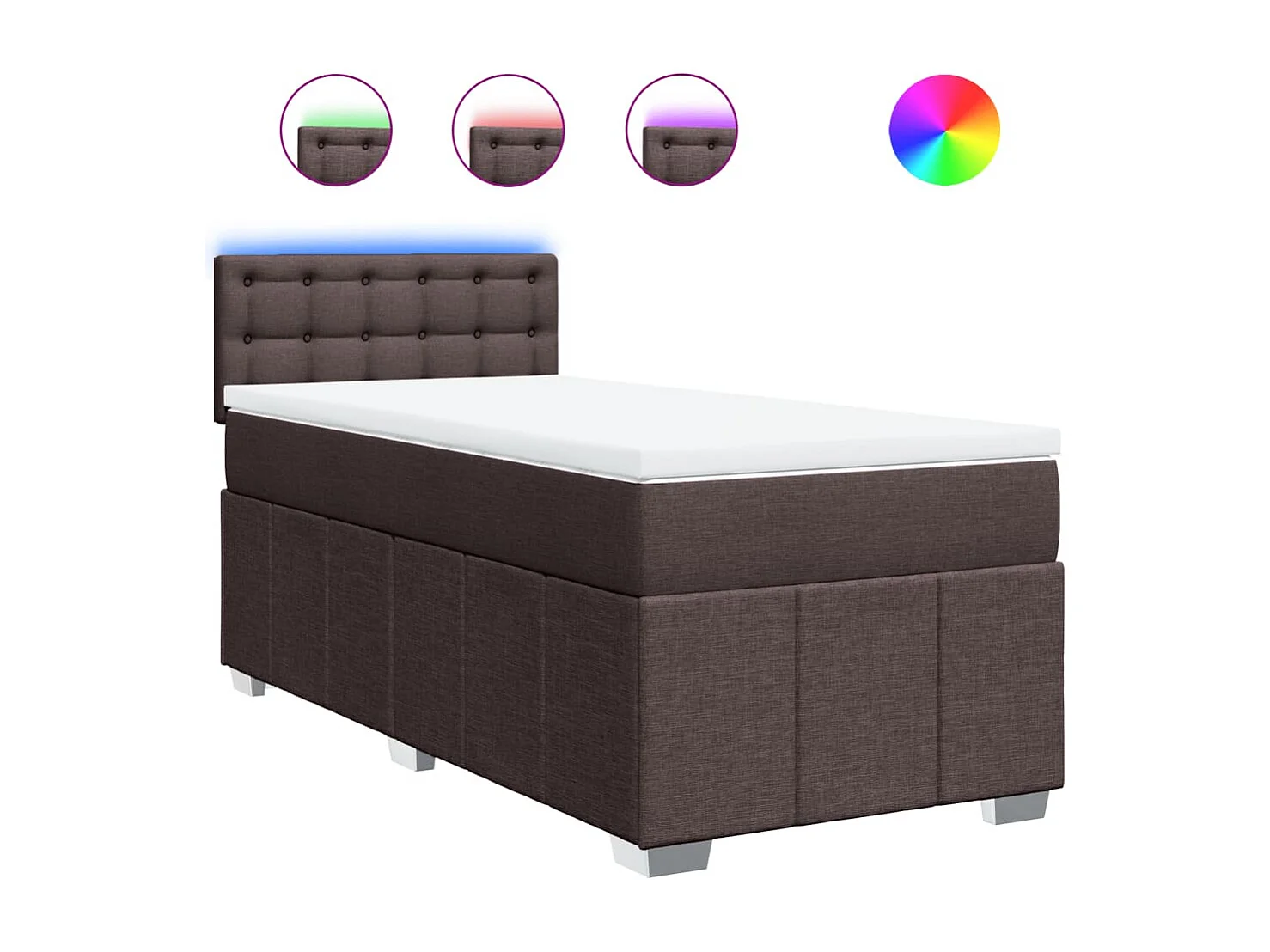 Boxspringbett mit Matratze Dunkelbraun 80x200 cm Stoff