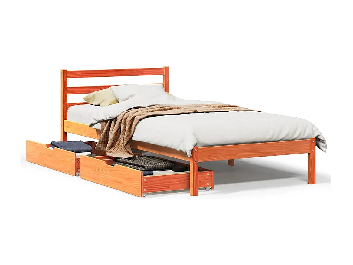 Cadre de lit sans matelas cire marron 75x190 cm bois pin massif