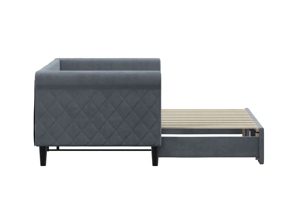 Lit de jour avec gigogne sans matelas gris foncé 80x200 cm