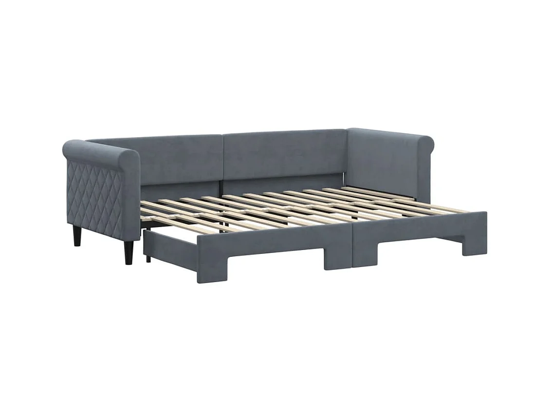Lit de jour avec gigogne sans matelas gris foncé 80x200 cm
