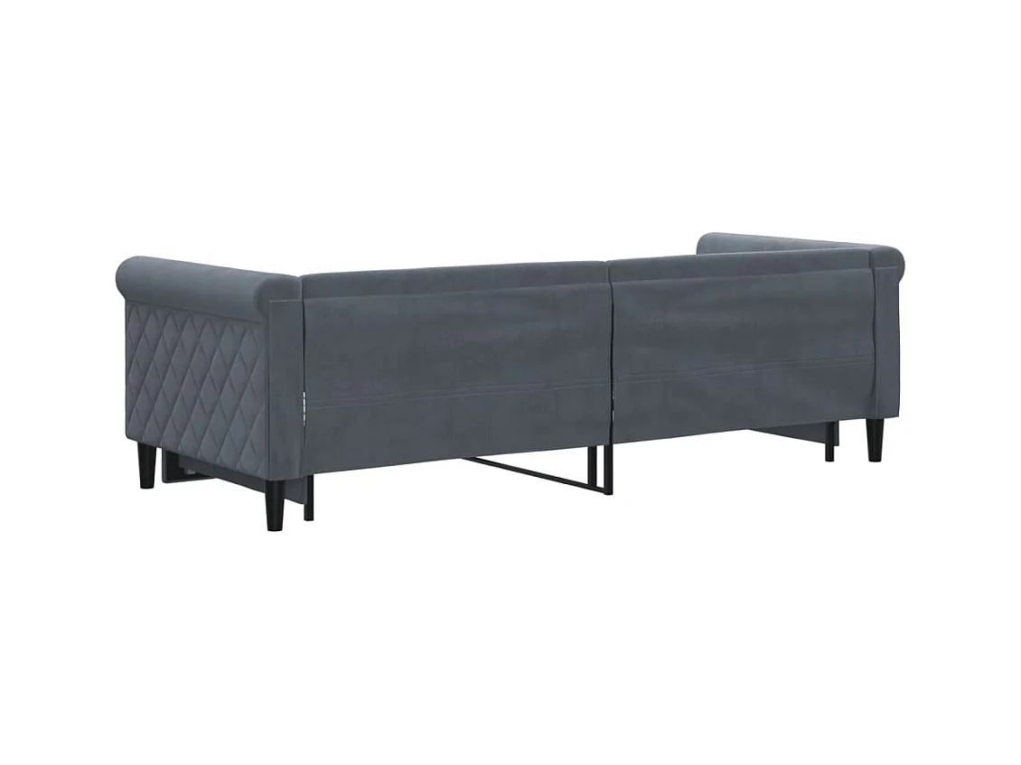 Lit de jour avec gigogne sans matelas gris foncé 80x200 cm