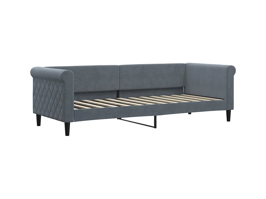 Lit de jour avec gigogne sans matelas gris foncé 80x200 cm