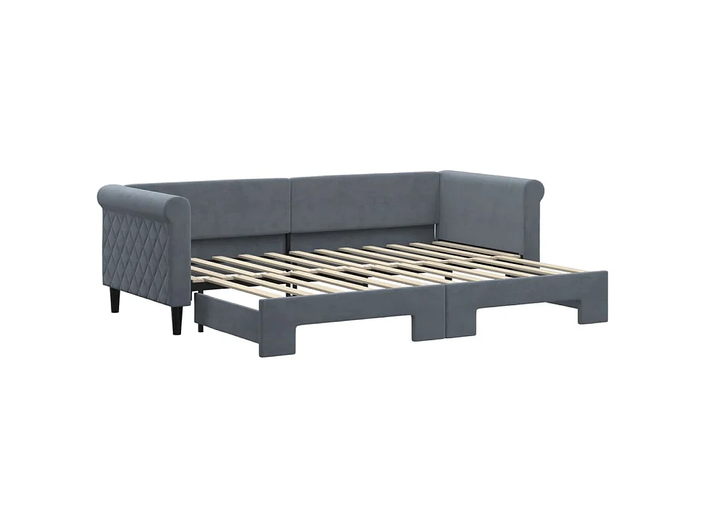 Sofá-cama com gavetão 80x200 cm veludo cinzento-escuro
