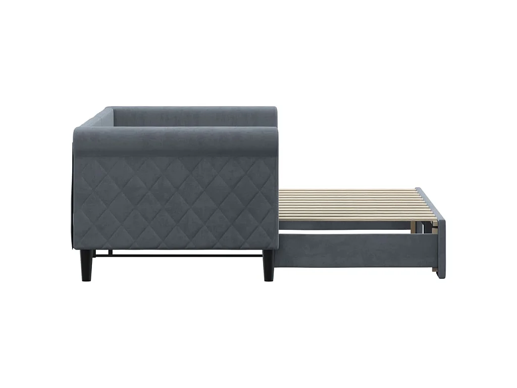 Sofá-cama com gavetão 80x200 cm veludo cinzento-escuro