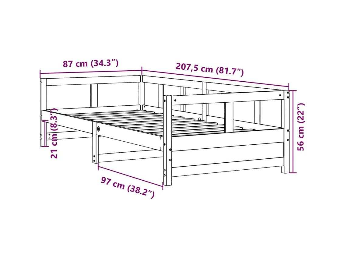 Tagesbett ohne Matratze Wachsbraun 80x200 cm Massivholz Kiefer