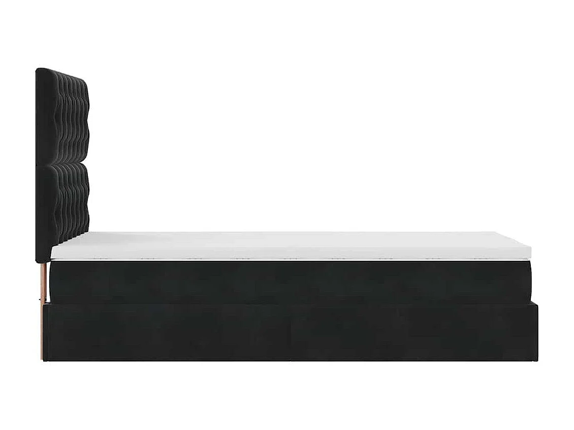 Cadre de lit ottoman avec matelas noir 80x200 cm velours