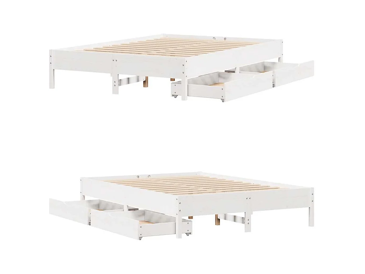 Cadre de lit sans matelas blanc 135x190 cm bois de pin massif