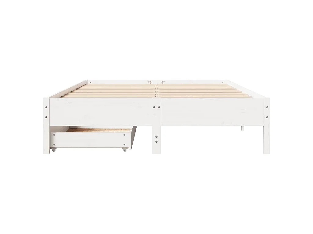 Cama sem colchão 135x190 cm madeira de pinho maciça branco