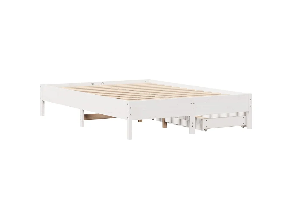 Cama sem colchão 135x190 cm madeira de pinho maciça branco