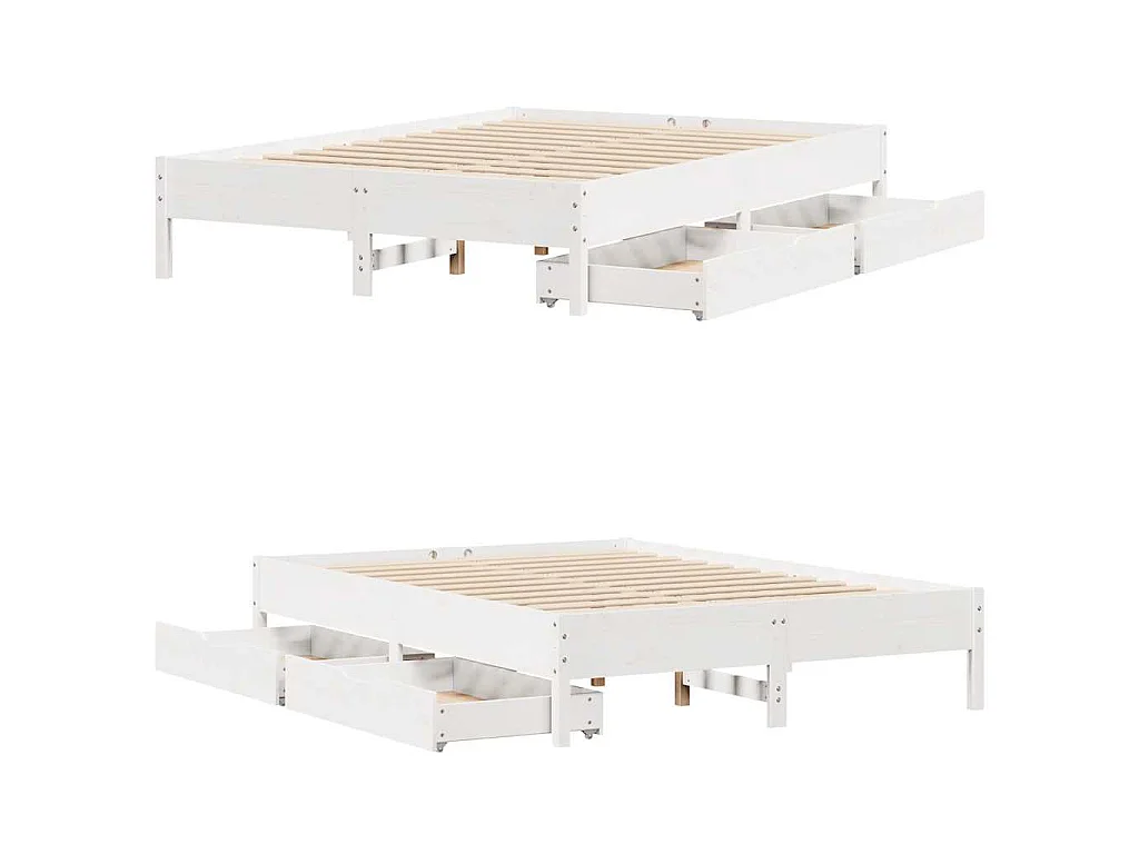 Cama sem colchão 135x190 cm madeira de pinho maciça branco