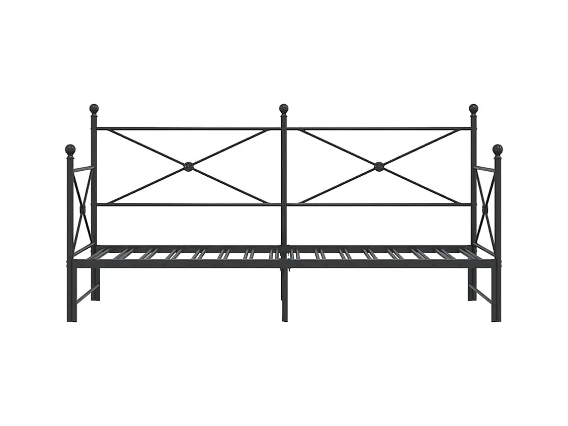 Slaapbank met onderschuifbed zonder matras 80x200cm staal zwart