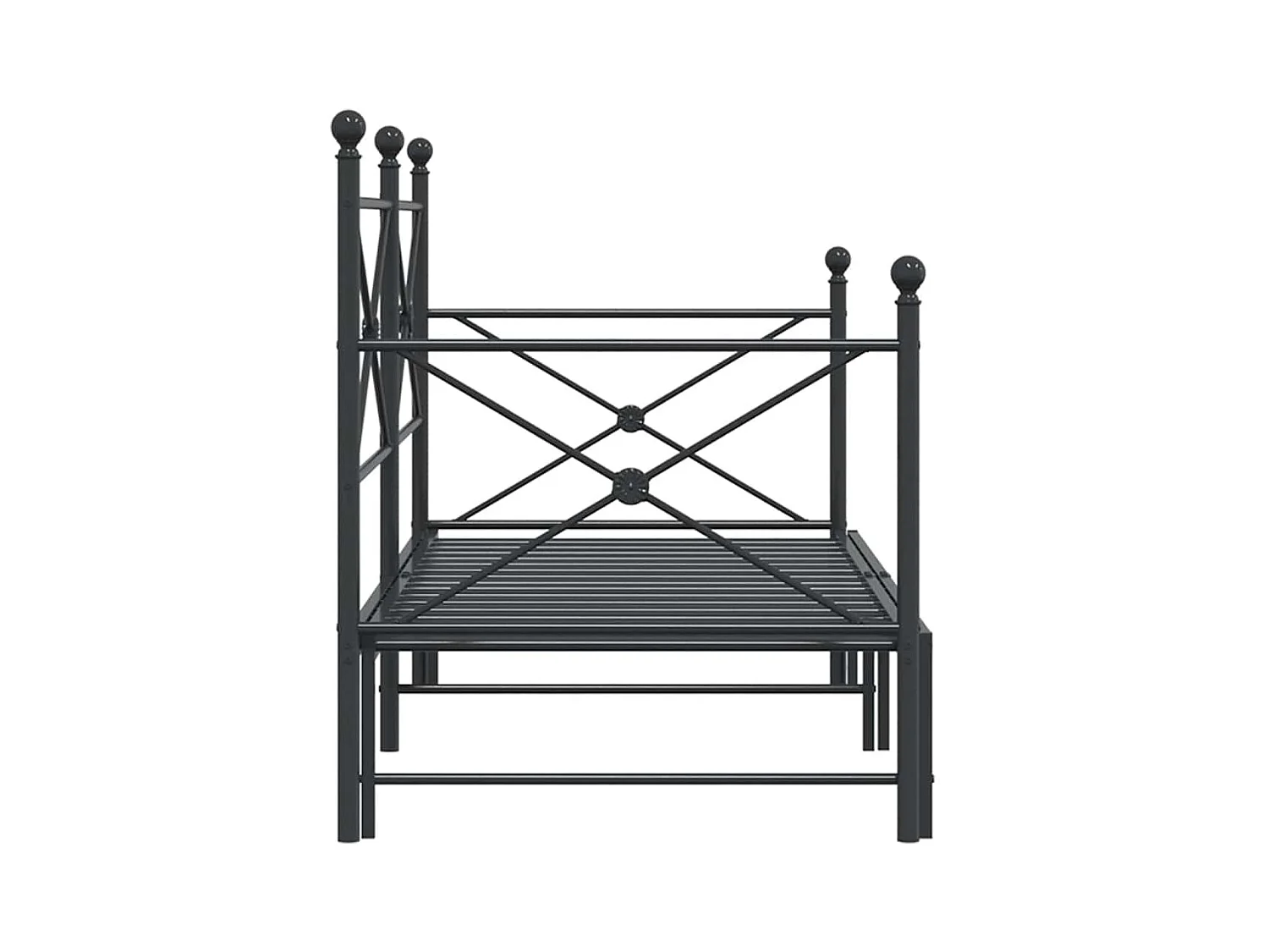 Slaapbank met onderschuifbed zonder matras 80x200cm staal zwart