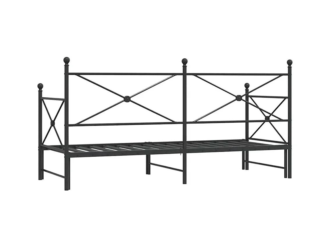 Slaapbank met onderschuifbed zonder matras 80x200cm staal zwart