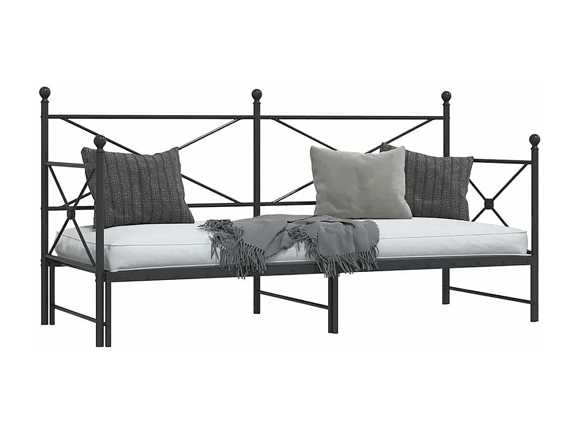 Slaapbank met onderschuifbed zonder matras 80x200cm staal zwart