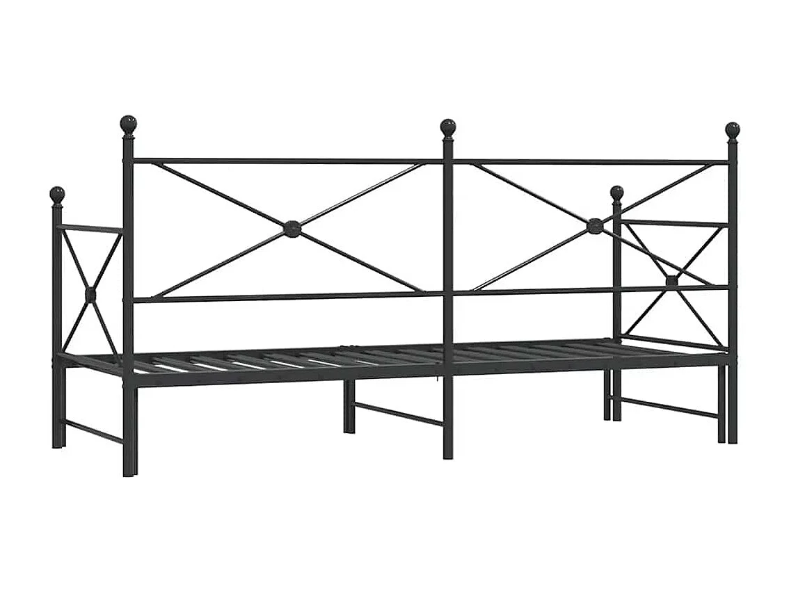 Slaapbank met onderschuifbed zonder matras 80x200cm staal zwart