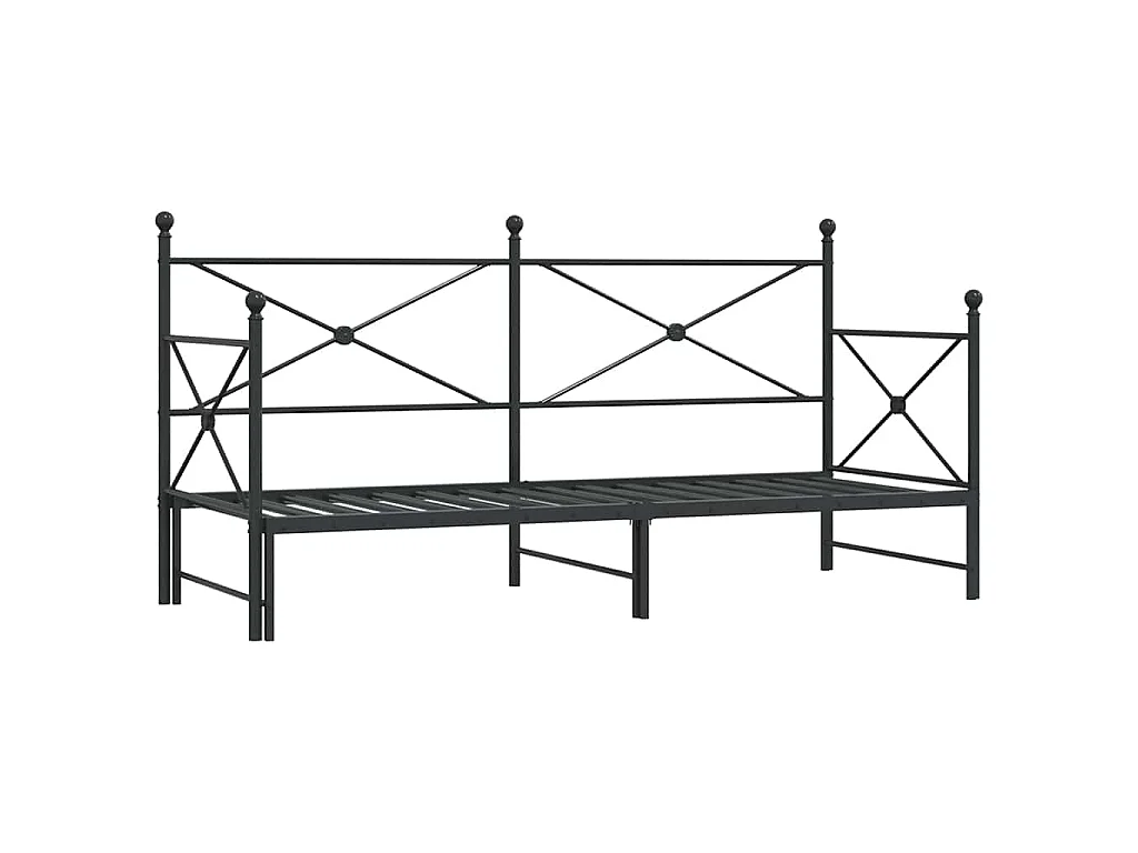 Slaapbank met onderschuifbed zonder matras 80x200cm staal zwart