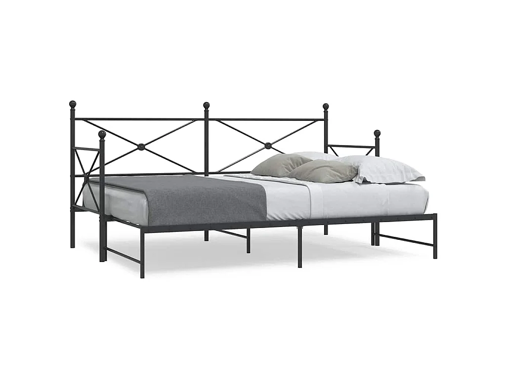 Slaapbank met onderschuifbed zonder matras 80x200cm staal zwart