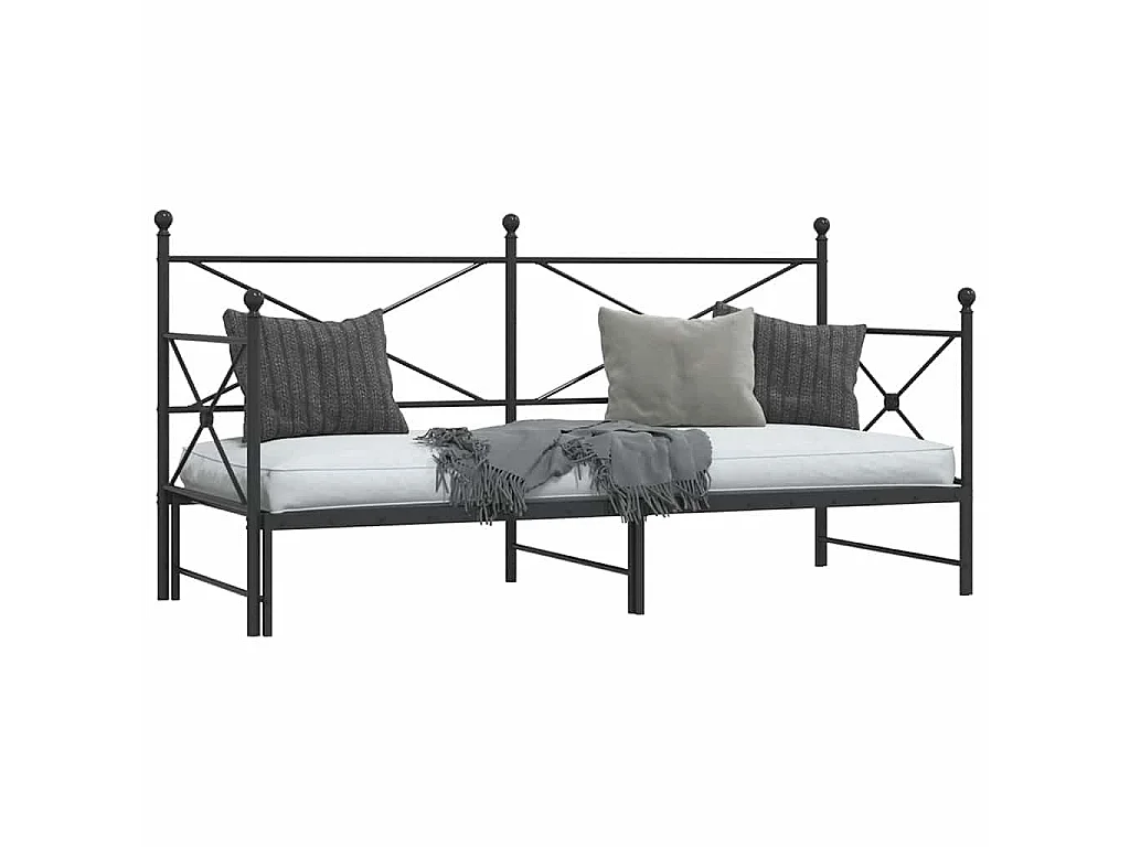 Slaapbank met onderschuifbed zonder matras 80x200cm staal zwart