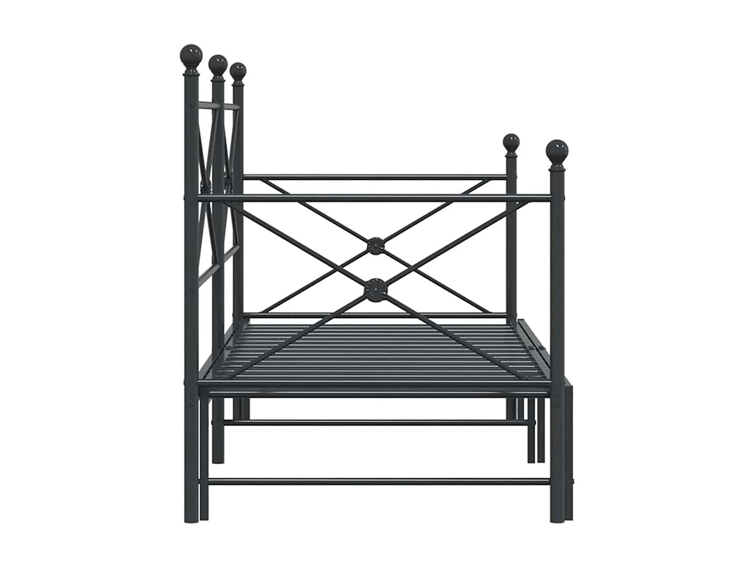 Slaapbank met onderschuifbed zonder matras 80x200cm staal zwart