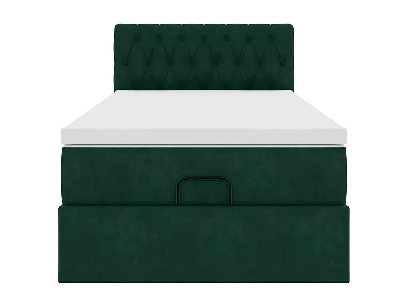 Cadre de lit ottoman avec matelas vert foncé 80x200 cm velours