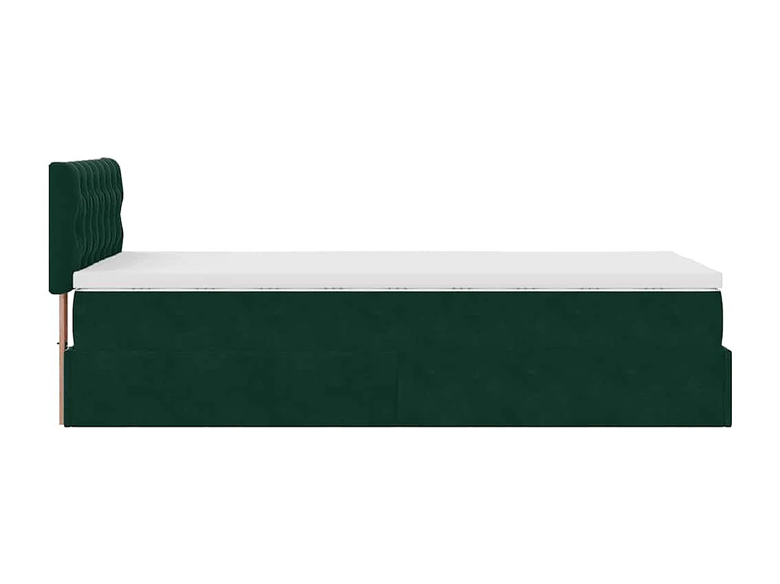 Cadre de lit ottoman avec matelas vert foncé 80x200 cm velours