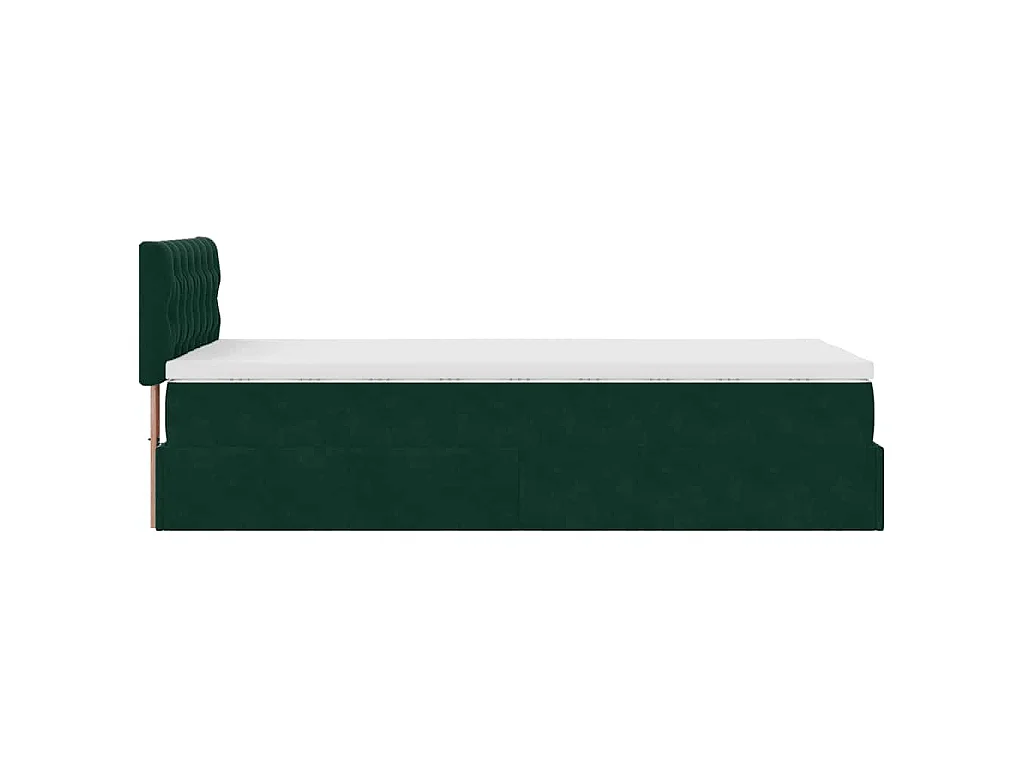 Estructura de cama otomana con colchón terciopelo verde oscuro