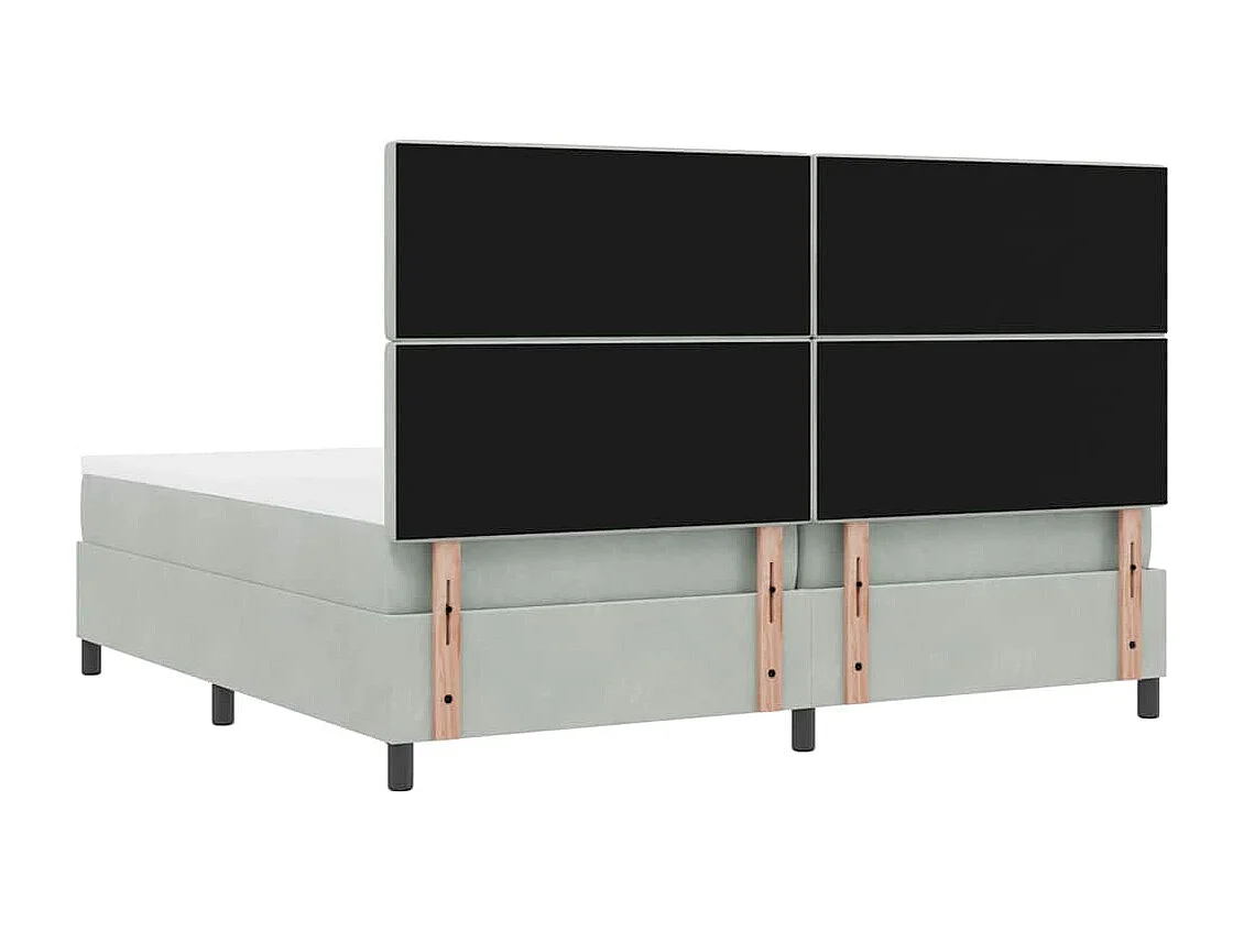 Lit à ressorts avec matelas Gris clair 200 x 200 cm tissu