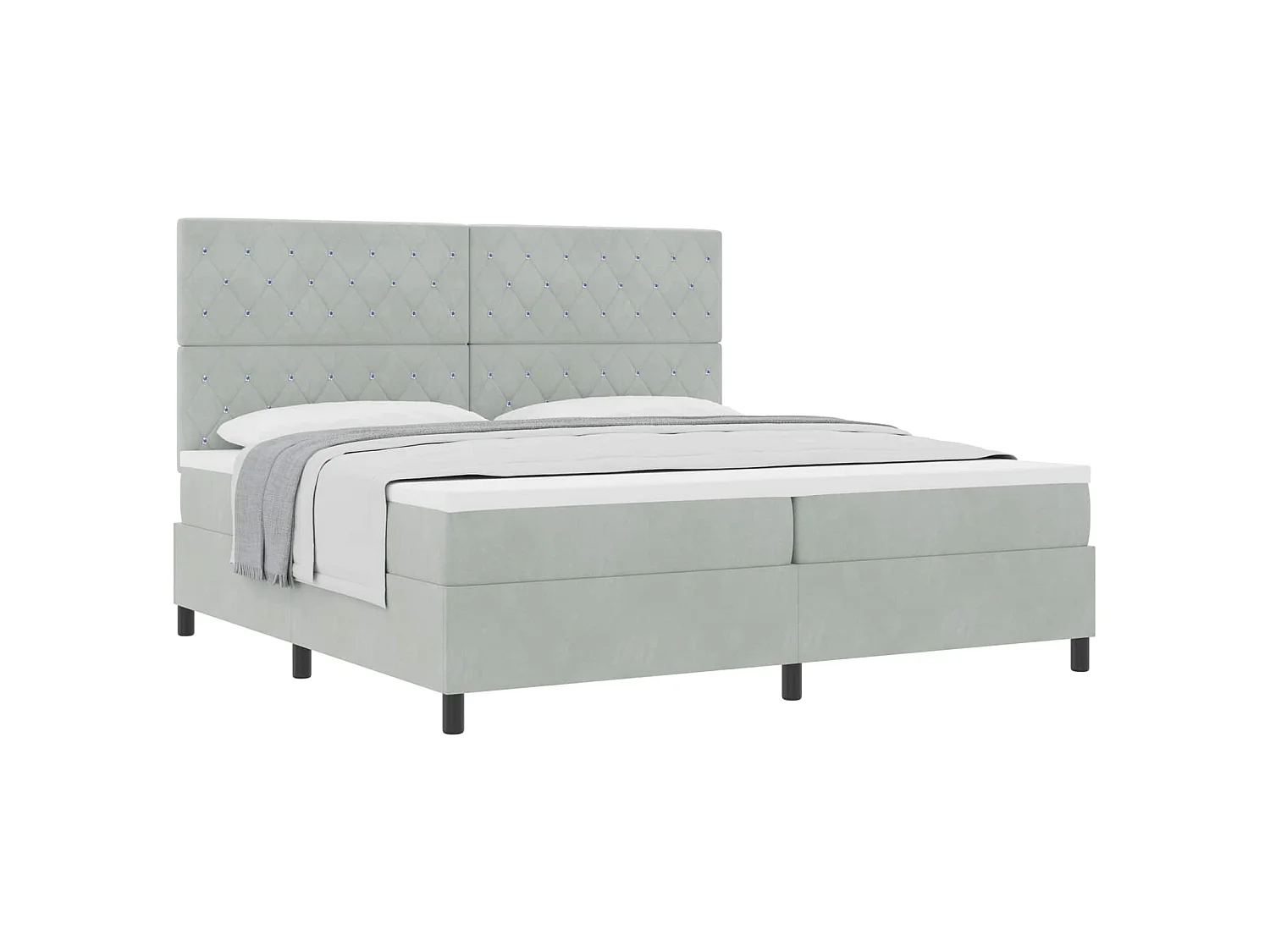Cama Box com colchão Cinzento-claro 200 x 200 cm Veludo