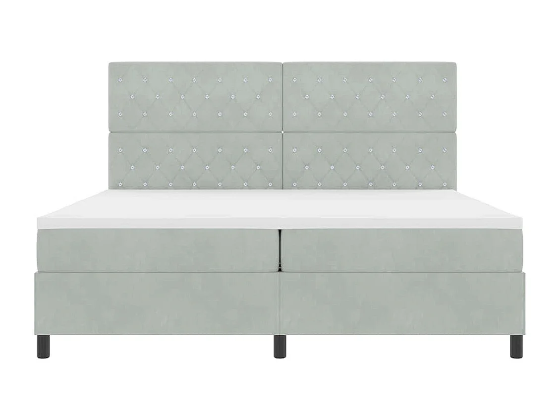 Cama Box com colchão Cinzento-claro 200 x 200 cm Veludo