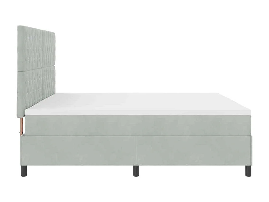 Cama Box com colchão Cinzento-claro 200 x 200 cm Veludo