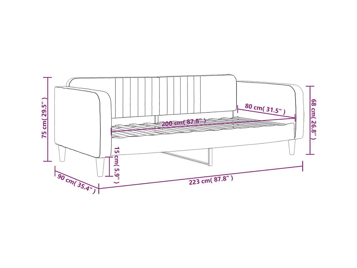 Tagesbett Dunkelgrau 80x200 cm Samt