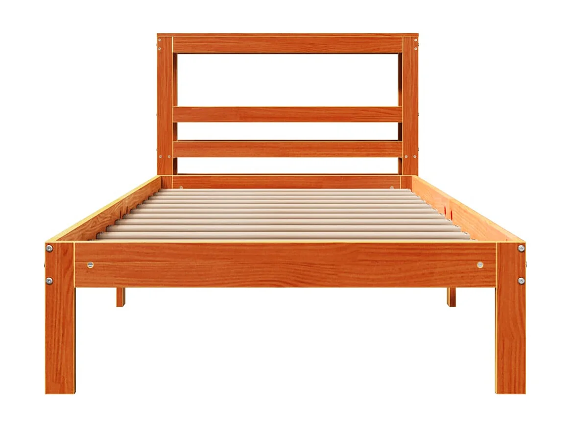 Cama sem colchão 75x190 cm madeira de pinho maciça castanho-mel