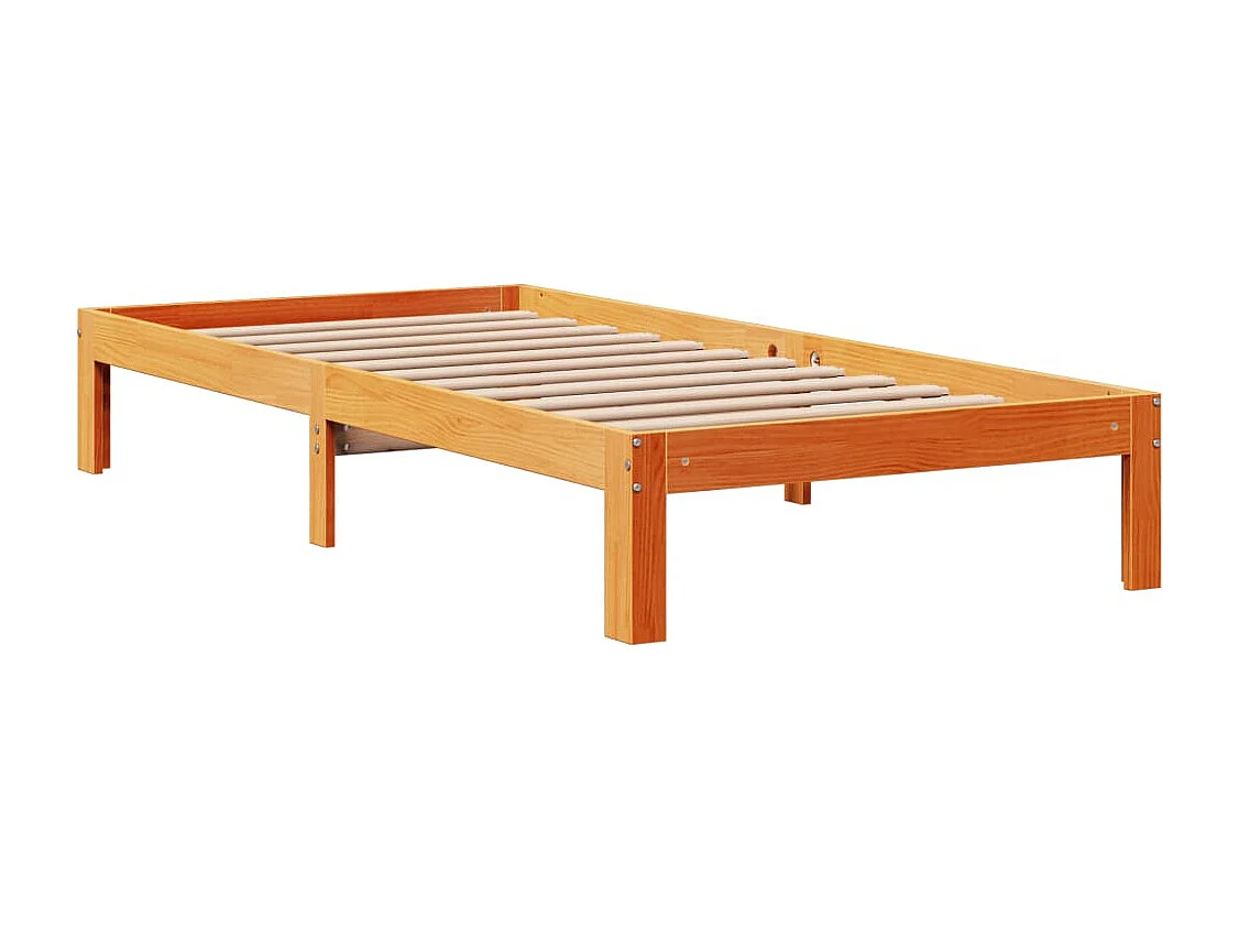 Cama sem colchão 75x190 cm madeira de pinho maciça castanho-mel
