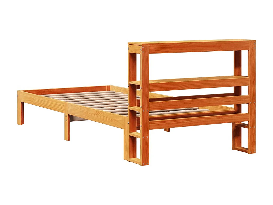 Cama sem colchão 75x190 cm madeira de pinho maciça castanho-mel