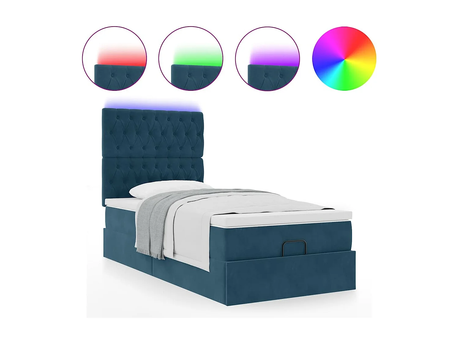 Struttura Letto Pouf con Materassi 80x200 cm Velluto