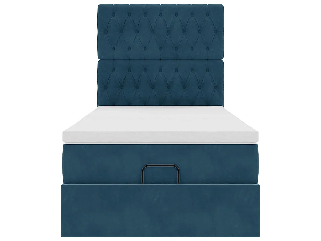 Estrutura cama otomana colchões 80x200 cm veludo azul escuro