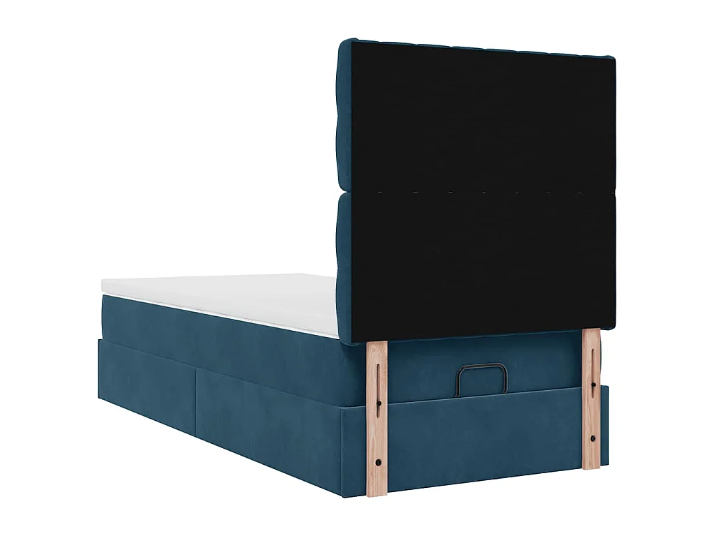 Estrutura cama otomana colchões 80x200 cm veludo azul escuro
