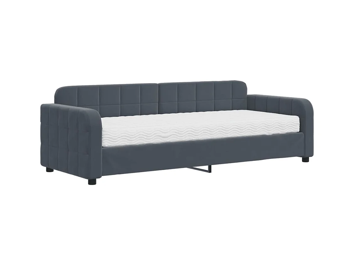 Tagesbett mit Matratze Dunkelgrau 80x200 cm Samt