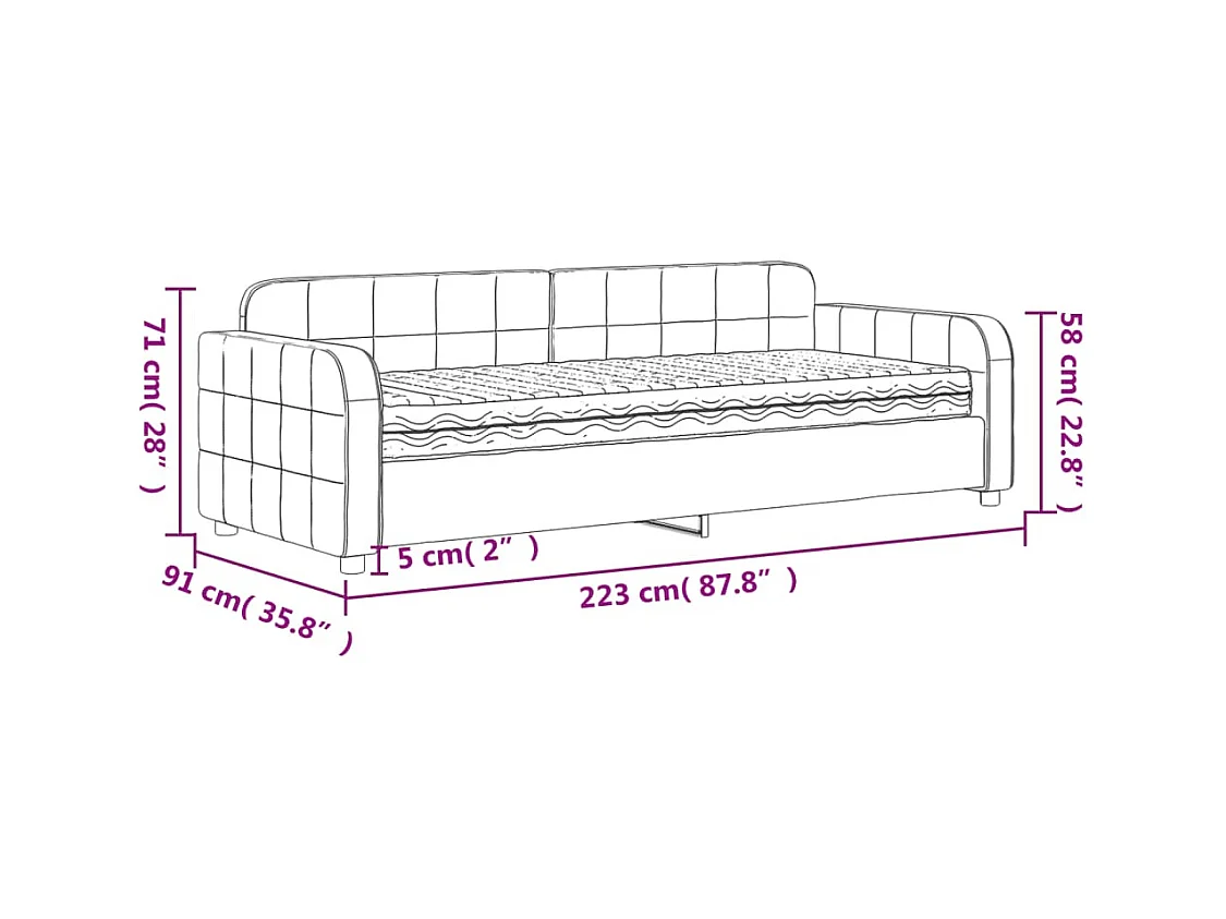 Tagesbett mit Matratze Dunkelgrau 80x200 cm Samt