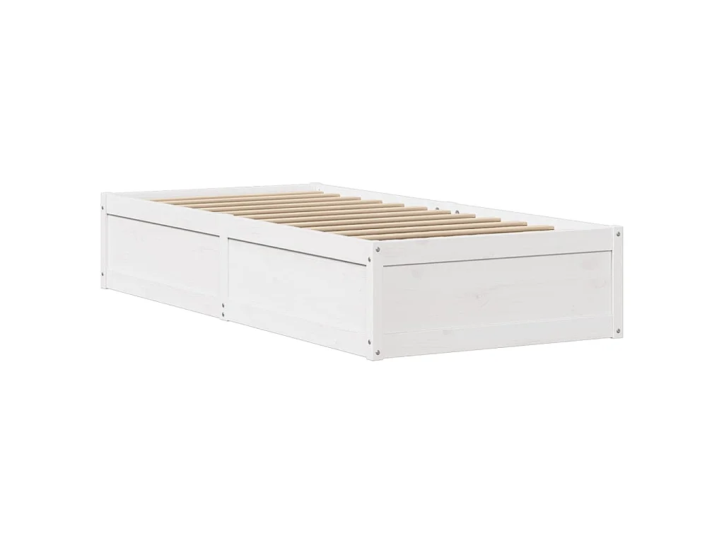 Bedframe met hoofdbord massief grenenhout wit 75x190 cm