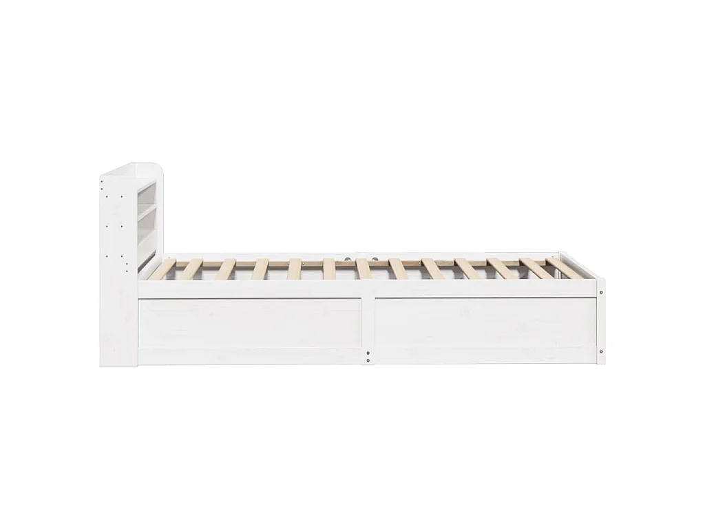 Bedframe met hoofdbord massief grenenhout wit 75x190 cm